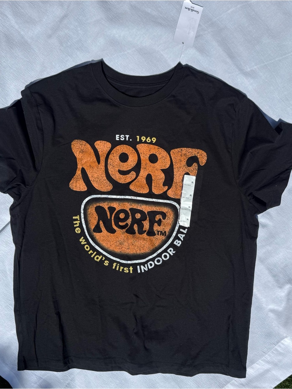 Men’s size XL NERF Vintage Logo Graphic Tee - Black & Orange Father’s Day